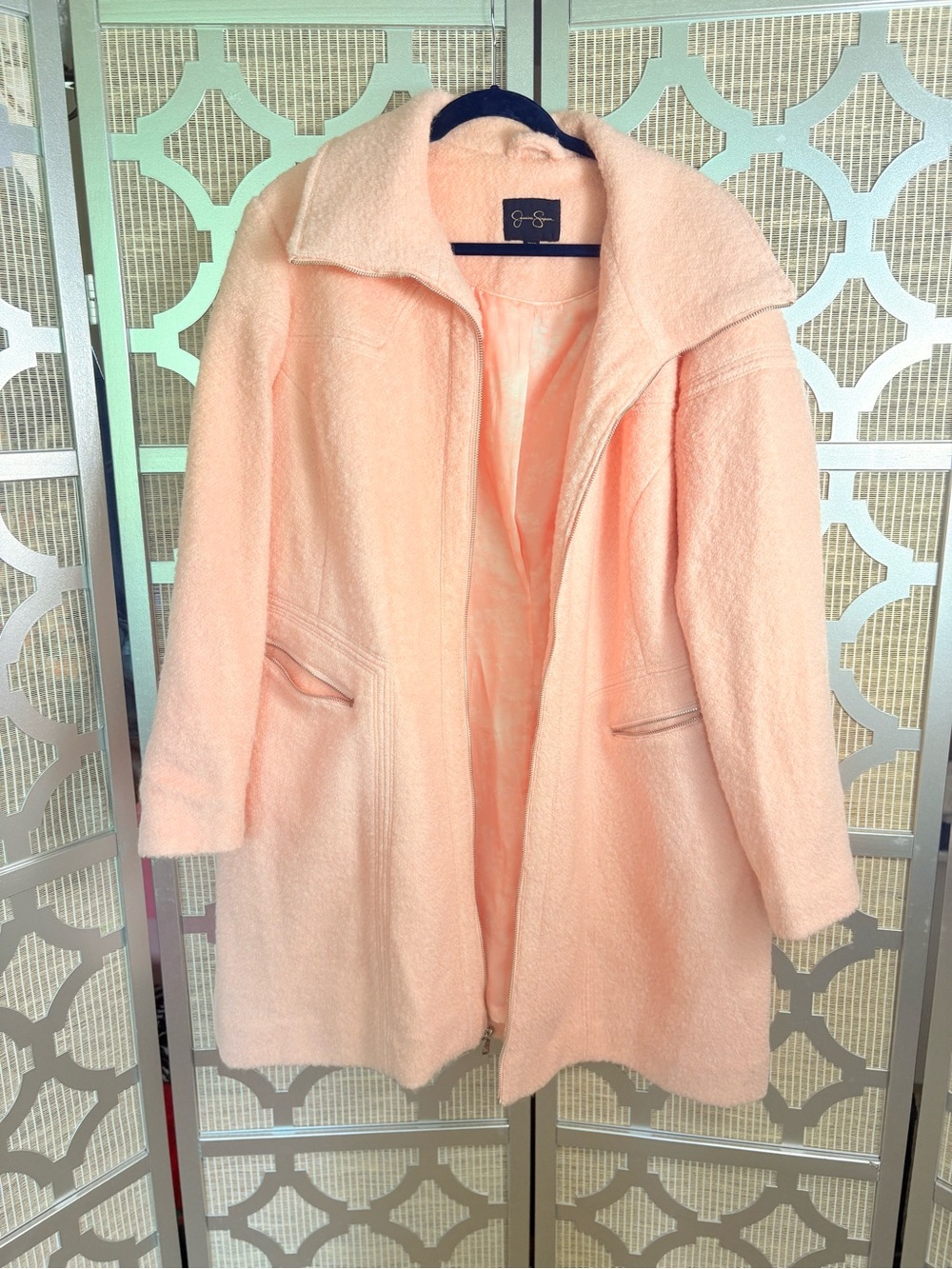 Jessica Simpson Peach Bouclé Pea Coat